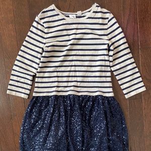 Blue and white sequin dress